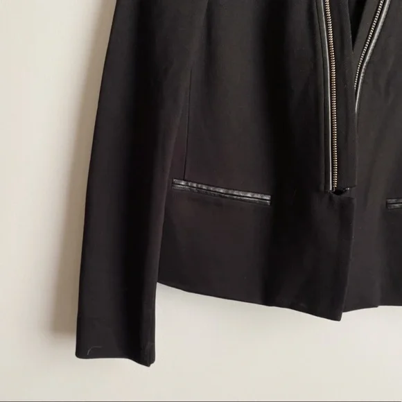 Rebecca Taylor Twill and Leather Tuxedo Blazer in Black - Picture 5 of 7